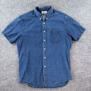 Taylor Stitch The Jack Shirt Mens 42 Blue Rinsed Indigo Oxford Short Sleeve